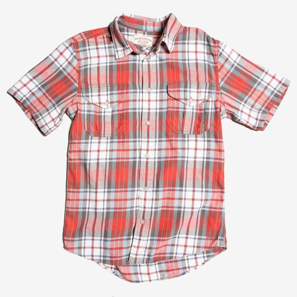 CC Filson Shirt Mens Extra Small Short Sleeve Plaid Shirt Red White Checker